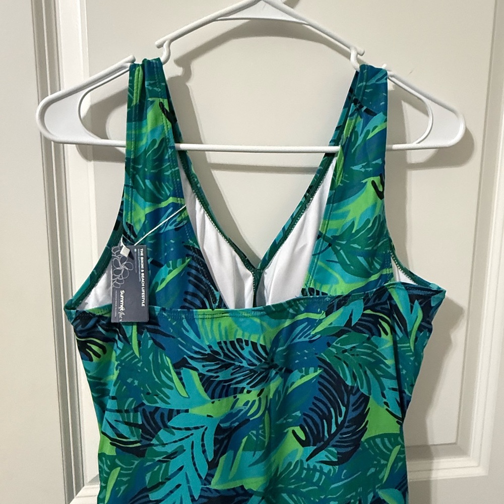 Tropical Leaf Print women’s swimsuit dress NEW large‎ - Picture 5 of 7
